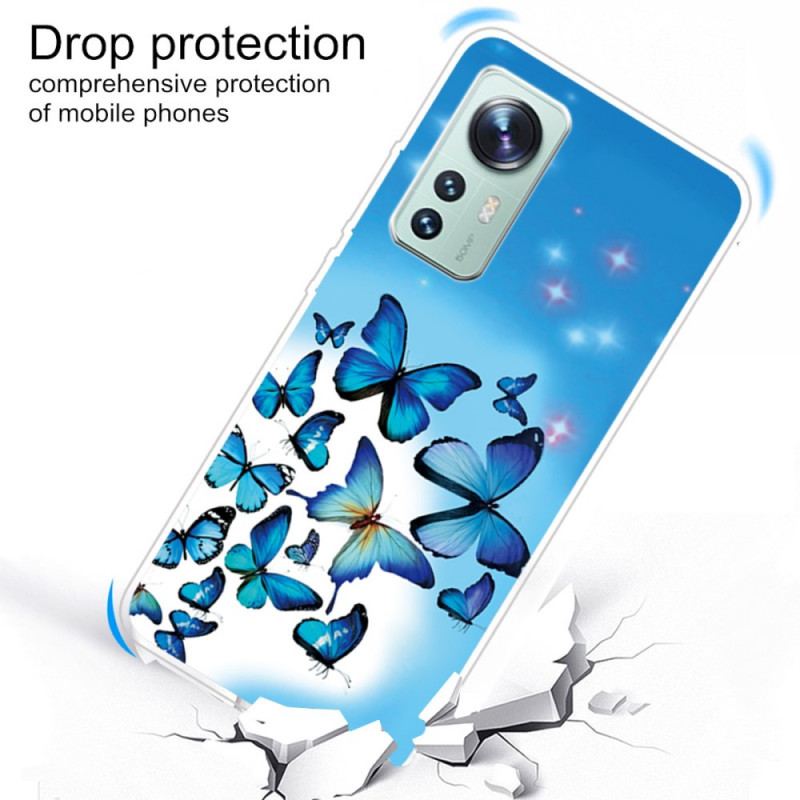 Coque  Xiaomi 12 / 12X  Silicone Papillons Bleus