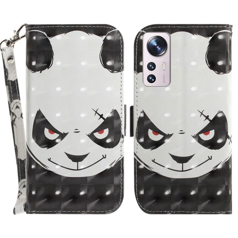 Housse Xiaomi 12 / 12X Angry Panda à Lanière