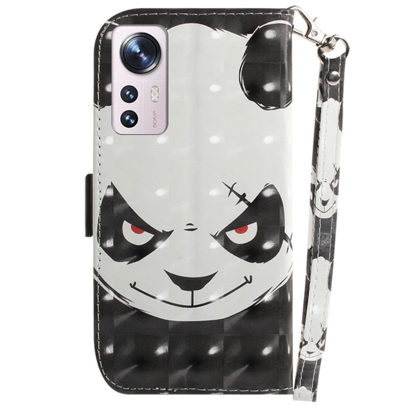 Housse Xiaomi 12 / 12X Angry Panda à Lanière