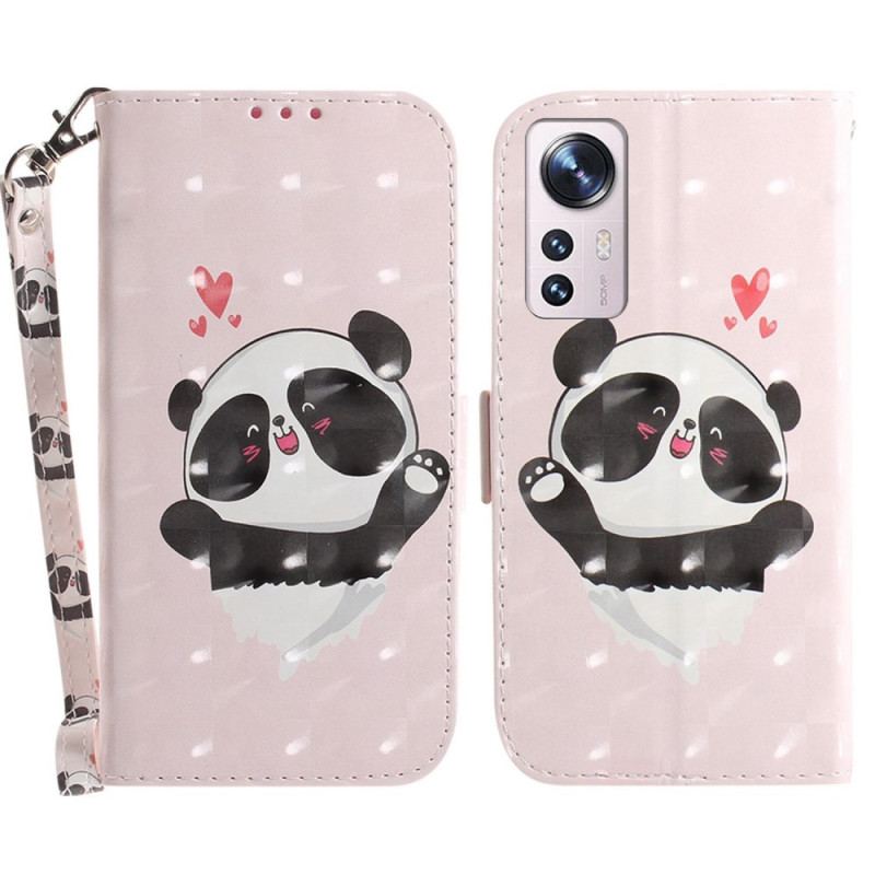 Housse Xiaomi 12 / 12X Panda Love à Lanière