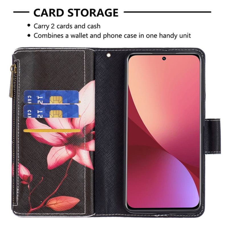 Housse  Xiaomi 12 / 12X  Poche Zippée Fleur