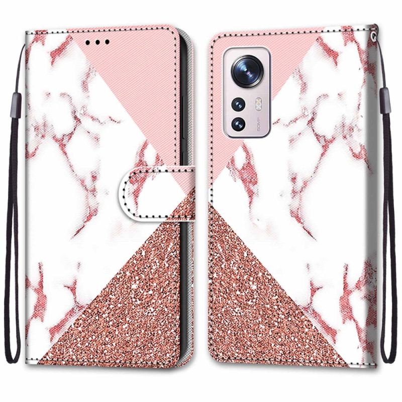 Housse Xiaomi 12 / 12X Triangle en Marbre et Paillettes