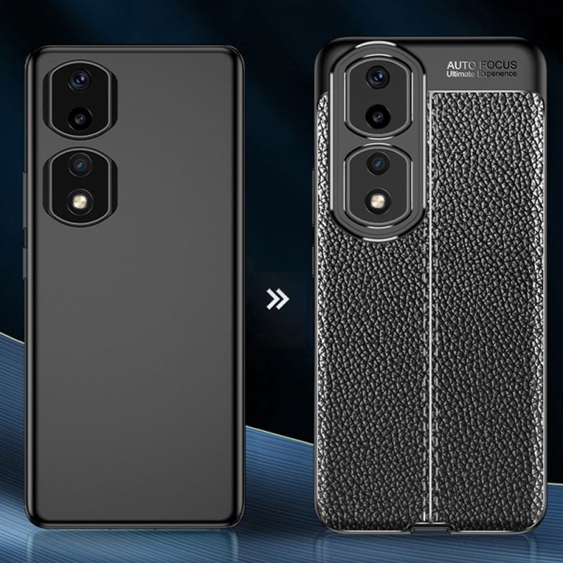 Coque Honor 90 Pro Effet Cuir Litchi Double Line