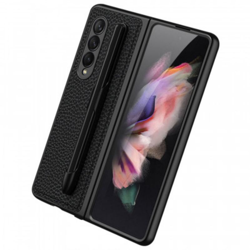 Coque Samsung Galaxy Z Fold 3 5G Cuir Litchi Porte-Stylet GKK