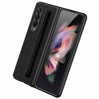 Coque Samsung Galaxy Z Fold 3 5G Cuir Litchi Porte-Stylet GKK