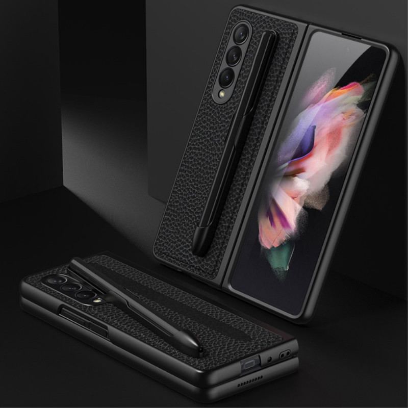 Coque Samsung Galaxy Z Fold 3 5G Cuir Litchi Porte-Stylet GKK