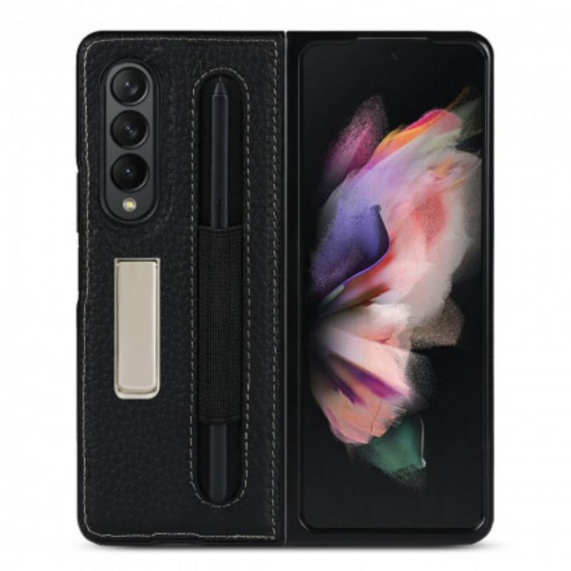 Coque Samsung Galaxy Z Fold 3 5G Cuir Litchi Support