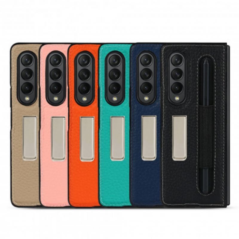 Coque Samsung Galaxy Z Fold 3 5G Cuir Litchi Support