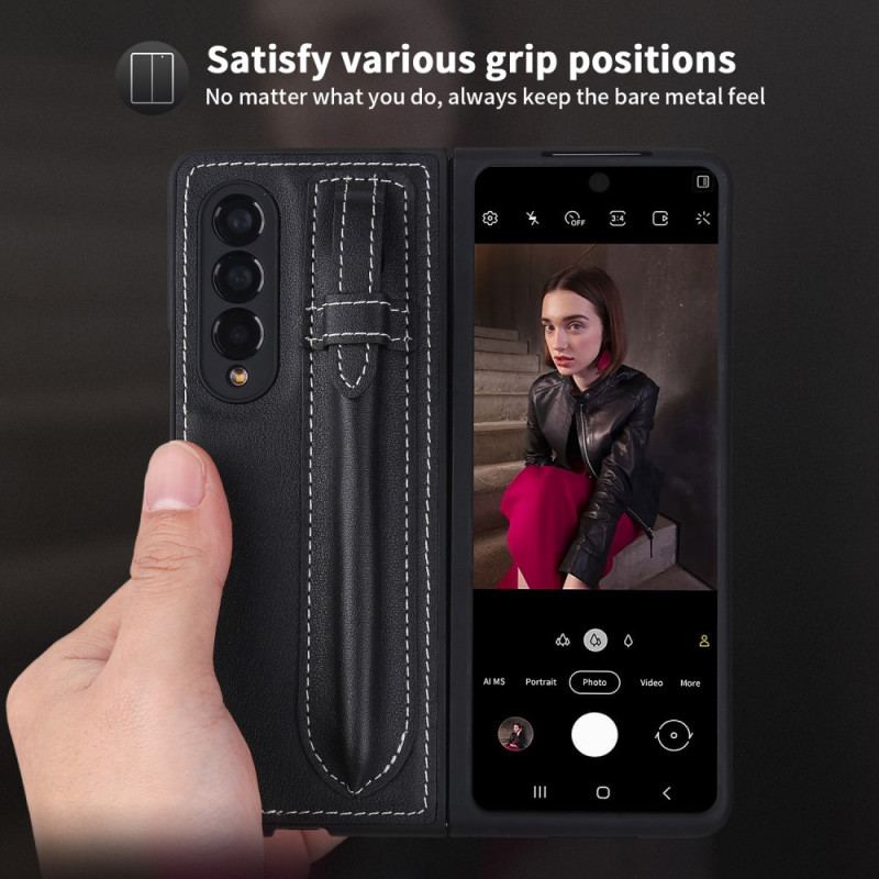 Coque Samsung Galaxy Z Fold 3 5G Cuir Véritable Porte-Stylet