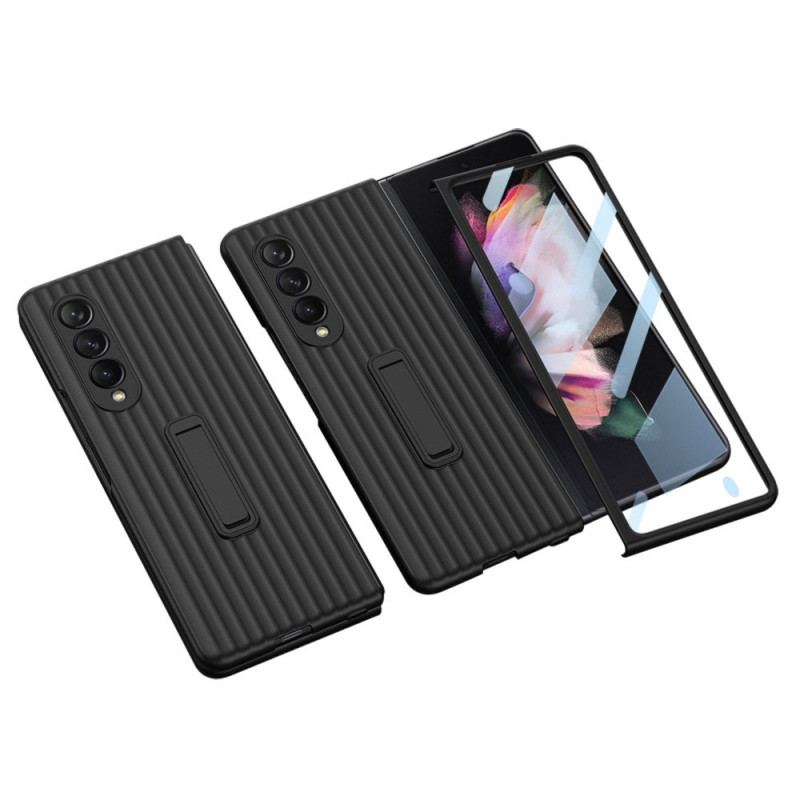 Coque Samsung Galaxy Z Fold 3 5G Texturée Support et Protecteur Écran GKK