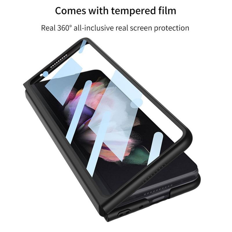 Coque Samsung Galaxy Z Fold 3 5G Texturée Support et Protecteur Écran GKK