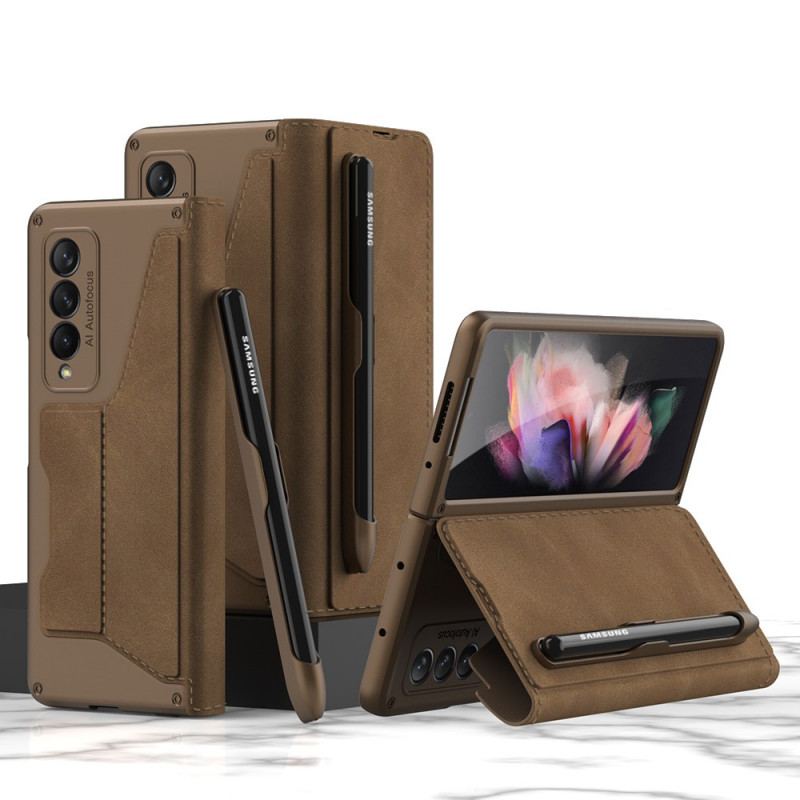 Flip Cover Samsung Galaxy Z Fold 3 5G Simili Cuir Porte-Stylet GKK