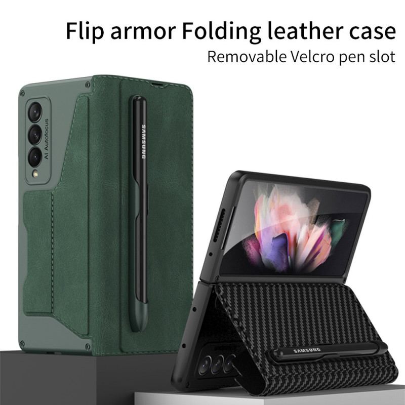 Flip Cover Samsung Galaxy Z Fold 3 5G Simili Cuir Porte-Stylet GKK