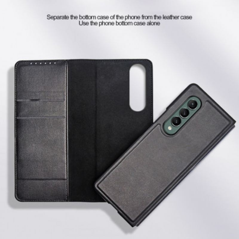 Flip Cover Samsung Galaxy Z Fold 3 5G Skin-Touch Cuir Fendu