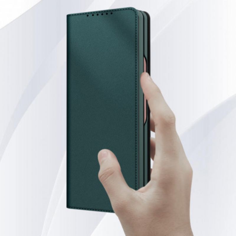 Flip Cover Samsung Galaxy Z Fold 3 5G Skin-Touch Cuir Fendu