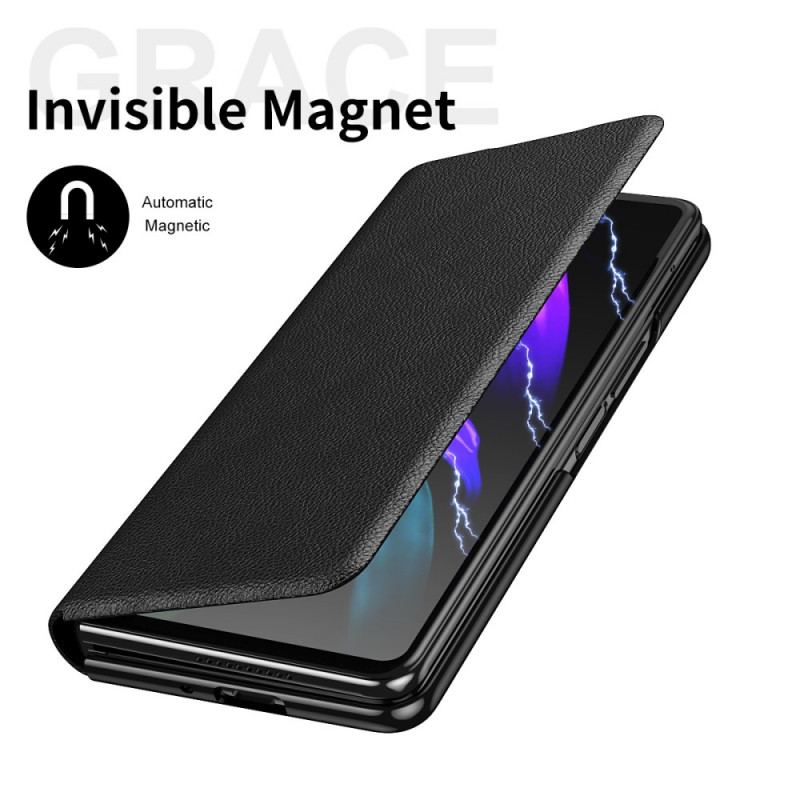 Flip Cover Samsung Galaxy Z Fold 3 5G Style Cuir Litchi Porte-Stylet et Sangle