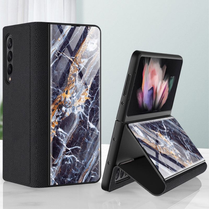 Flip Cover Samsung Galaxy Z Fold 3 5G Verre Trempé Effet Marbre