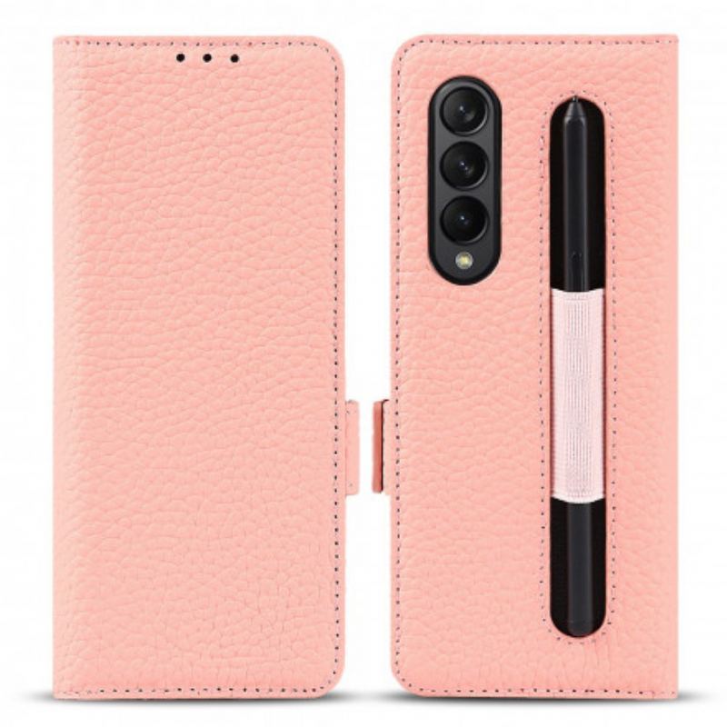 Housse Samsung Galaxy Z Fold 3 5G Cuir Litchi Véritable