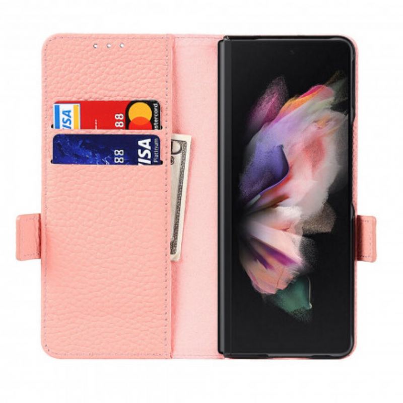 Housse Samsung Galaxy Z Fold 3 5G Cuir Litchi Véritable