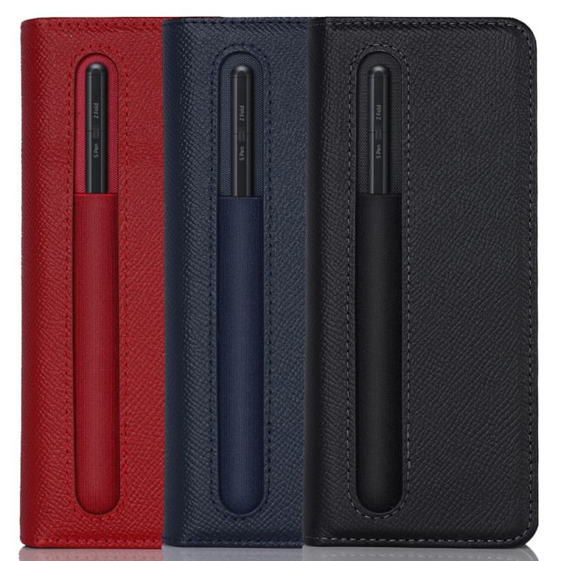 Housse Samsung Galaxy Z Fold 3 5G Cuir Véritable Porte-Stylet et Sangle