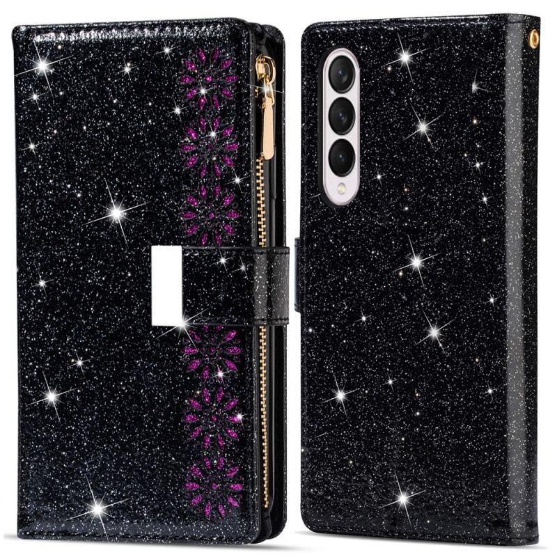 Housse Samsung Galaxy Z Fold 3 5G Paillettes Portefeuille Zip