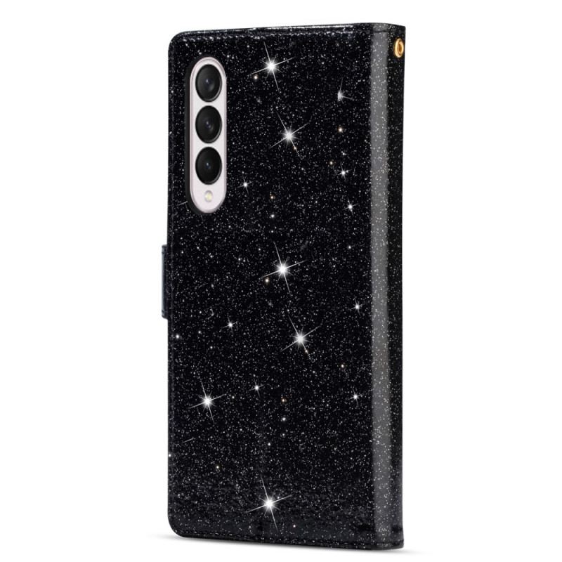 Housse Samsung Galaxy Z Fold 3 5G Paillettes Portefeuille Zip