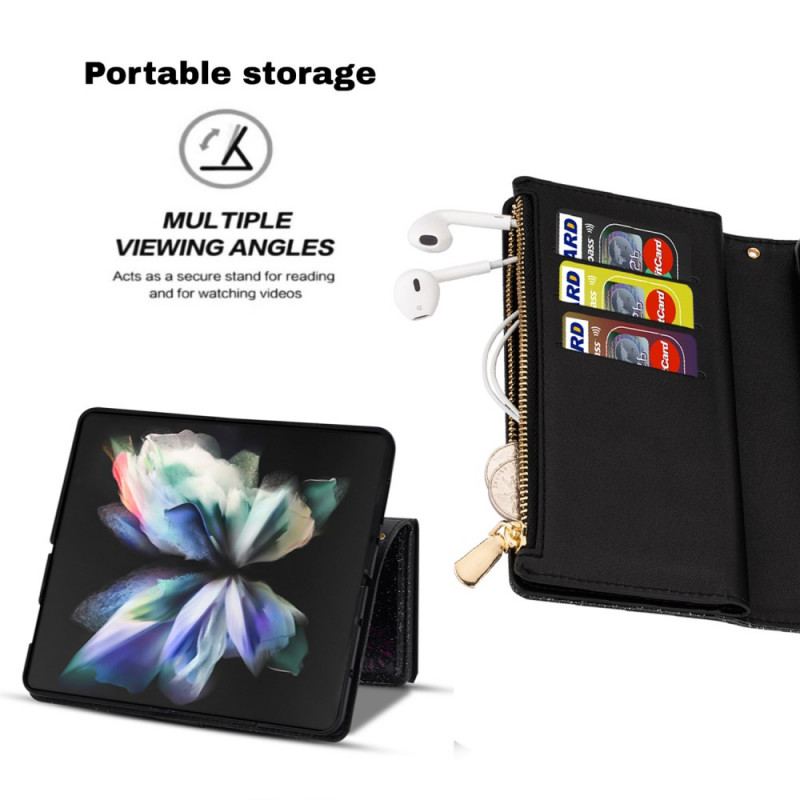 Housse Samsung Galaxy Z Fold 3 5G Paillettes Portefeuille Zip