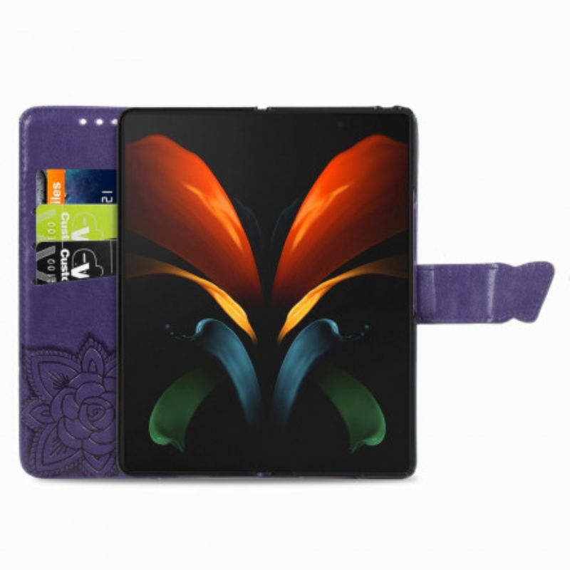 Housse Samsung Galaxy Z Fold 3 5G Papillon Design avec Lanière