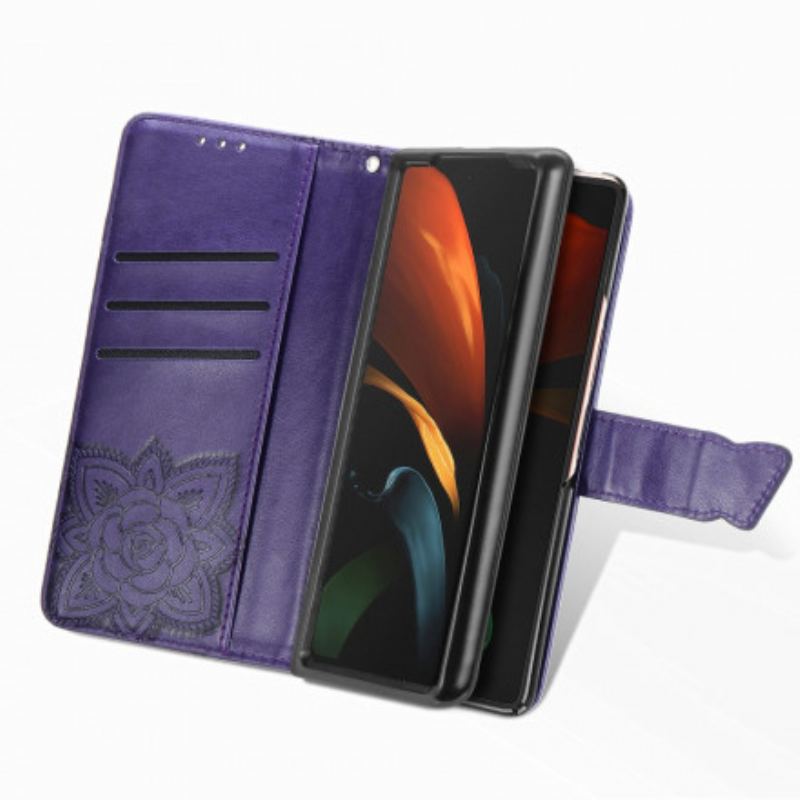 Housse Samsung Galaxy Z Fold 3 5G Papillon Design avec Lanière