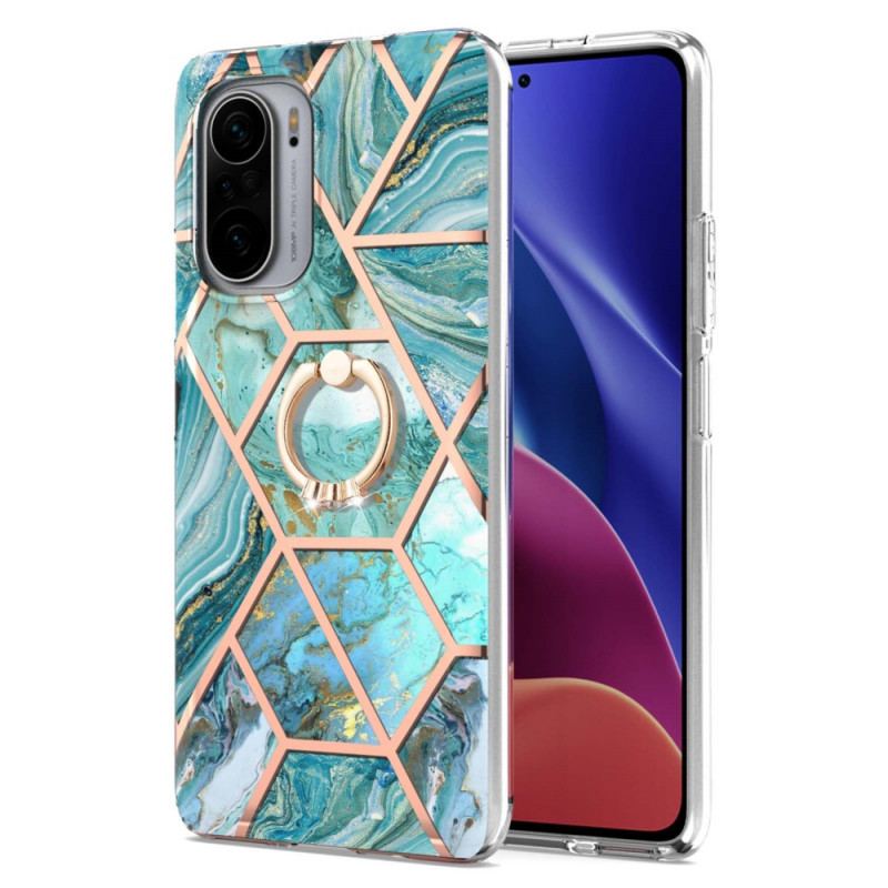 Coque Poco F3 / Xiaomi Mi 11i 5G Marbre Géométrique avec Anneau-Support