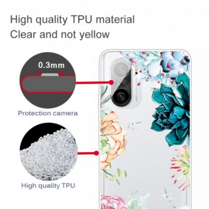 Coque Poco F3 / Xiaomi Mi 11i 5G Transparente Fleurs Aquarelle