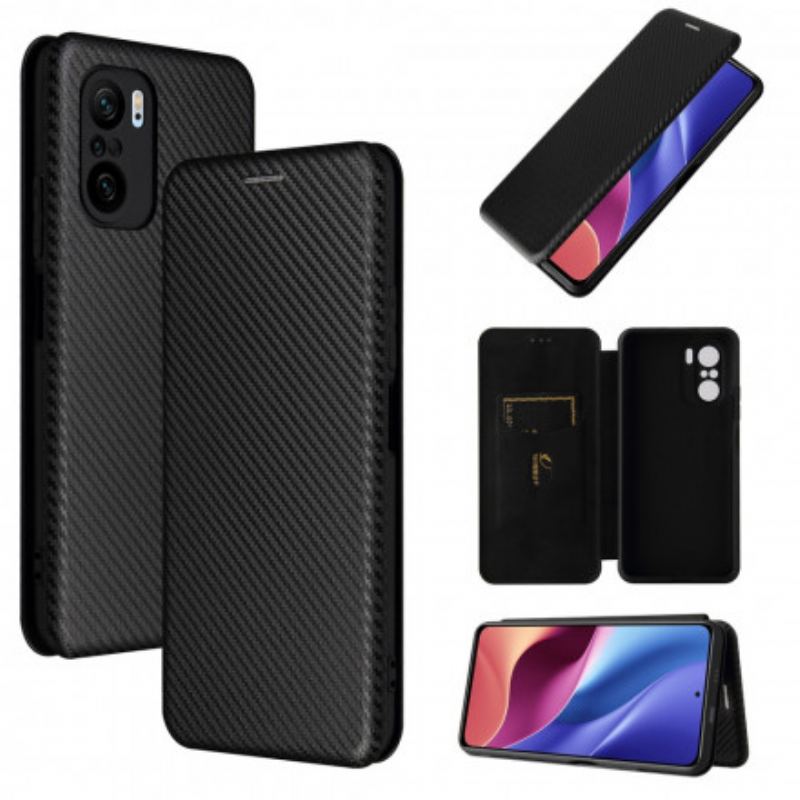 Flip Cover Poco F3 / Xiaomi Mi 11i 5G Fibre Carbone avec Anneau Support