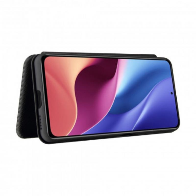 Flip Cover Poco F3 / Xiaomi Mi 11i 5G Fibre Carbone avec Anneau Support