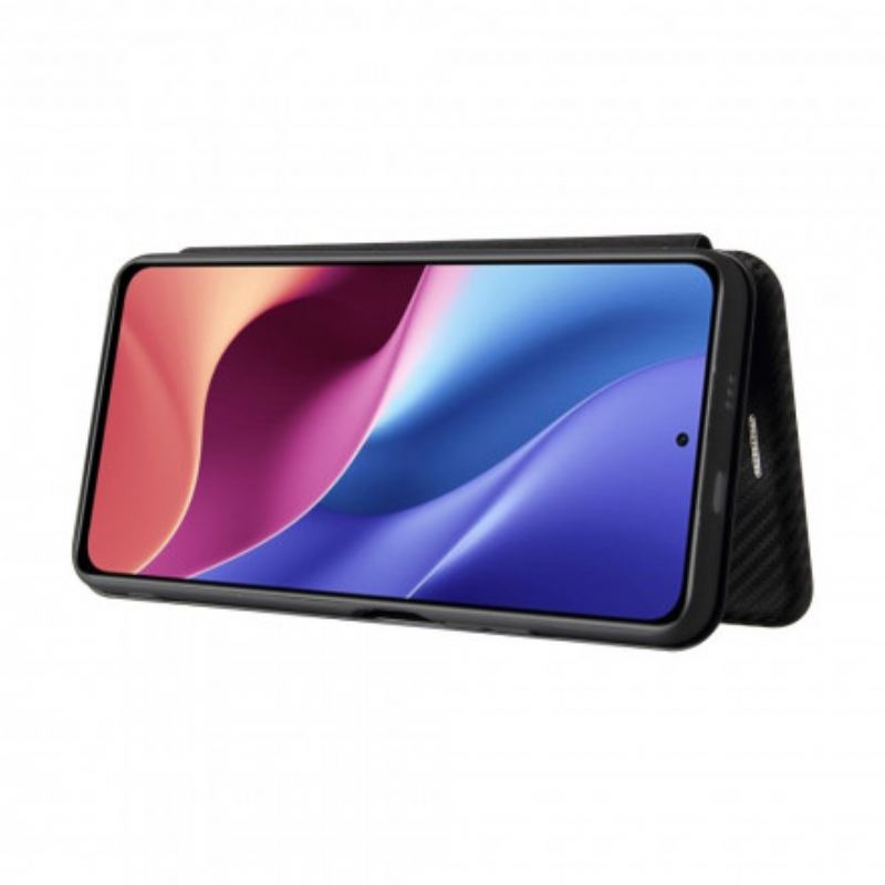 Flip Cover Poco F3 / Xiaomi Mi 11i 5G Fibre Carbone avec Anneau Support