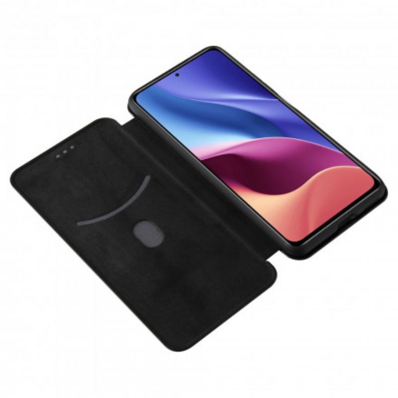 Flip Cover Poco F3 / Xiaomi Mi 11i 5G Fibre Carbone avec Anneau Support