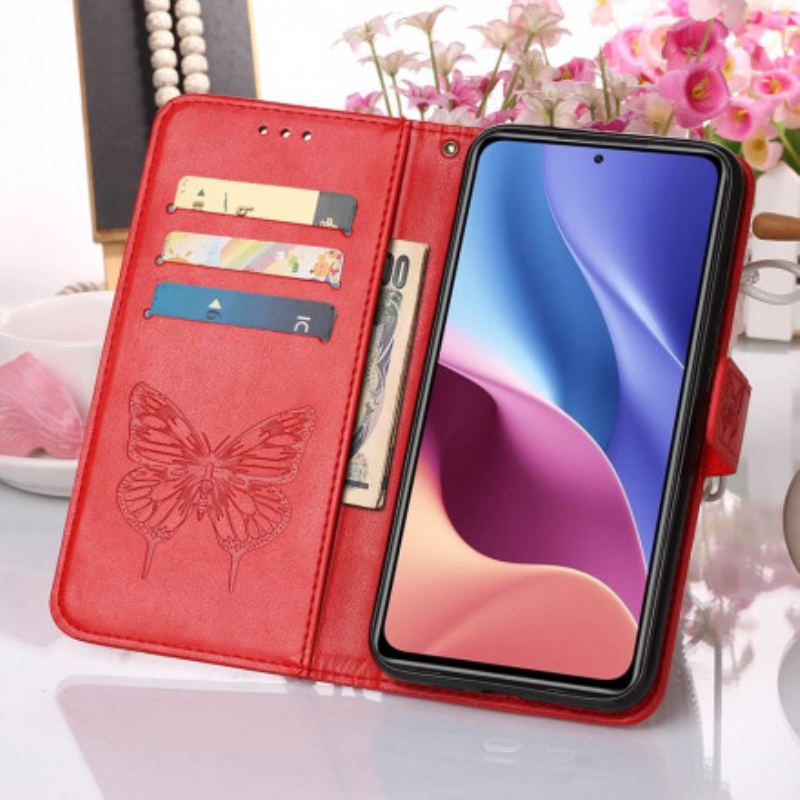 Housse Poco F3 / Xiaomi Mi 11i 5G Papillon Design avec Lanière