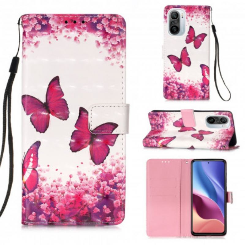 Housse Poco F3 / Xiaomi Mi 11i 5G Papillons Rouges