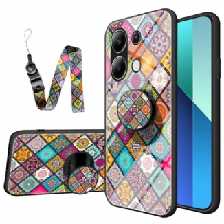 Coque Xiaomi Redmi Note 13 4G Anneau-Support et lanière Patchwork