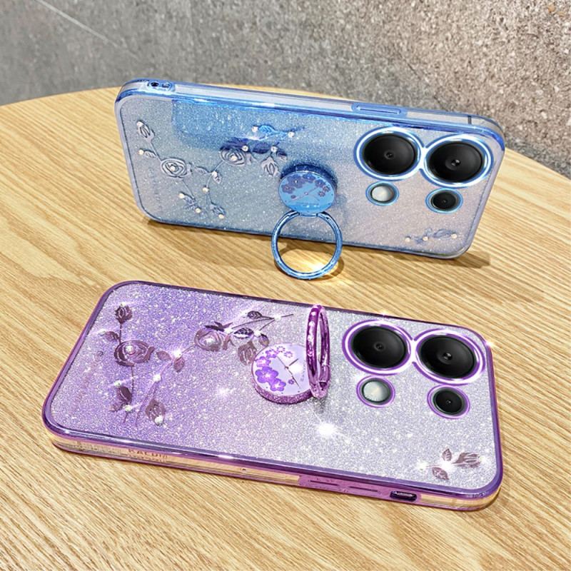 Coque Xiaomi Redmi Note 13 4G Paillettes et Strass Anneau-Support KADEM