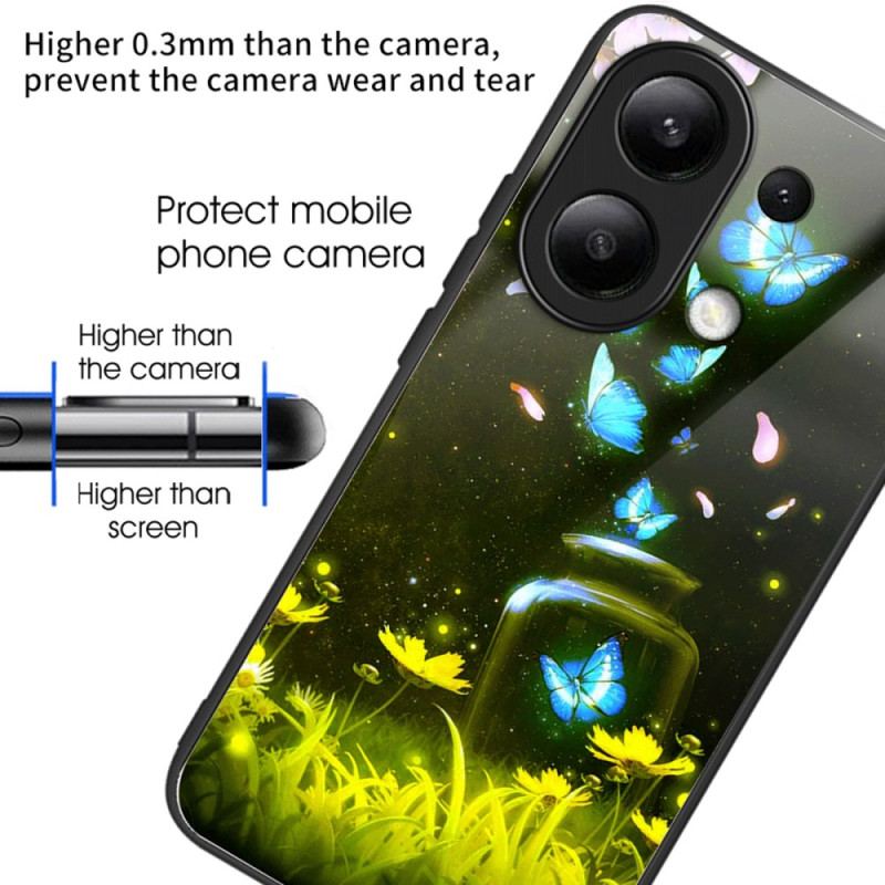 Coque Xiaomi Redmi Note 13 4G Verre Trempé Papillon Bouteille