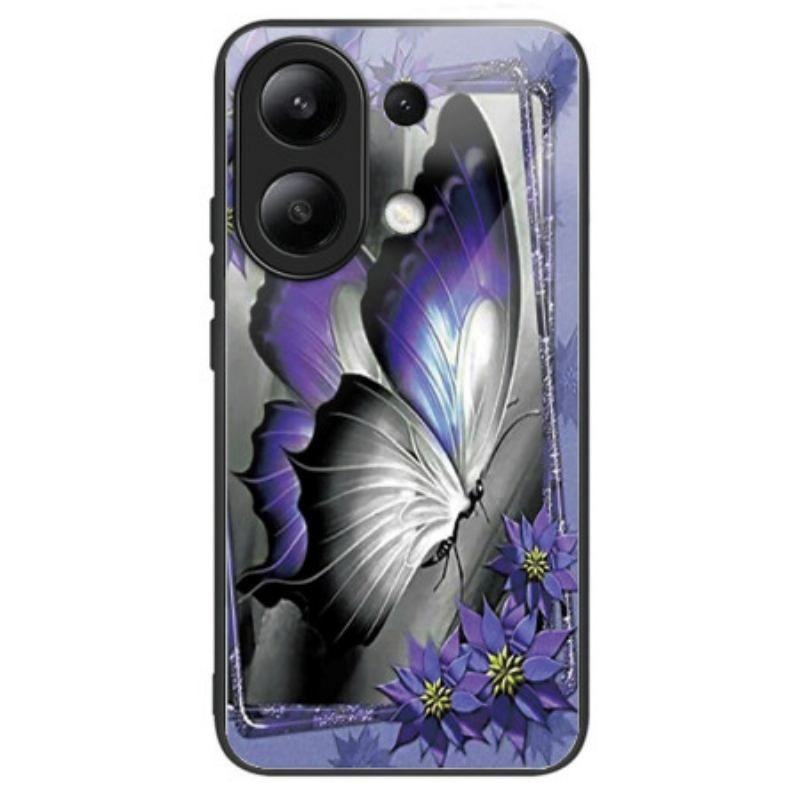 Coque Xiaomi Redmi Note 13 4G Verre Trempé Papillon Violet