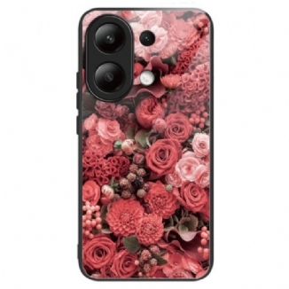 Coque Xiaomi Redmi Note 13 4GVerre Trempé Fleurs Rouges