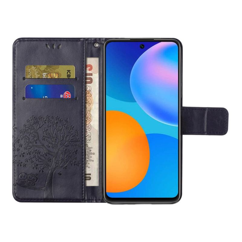 Housse Xiaomi Redmi Note 13 4G Arbre et Chouettes à Lanière