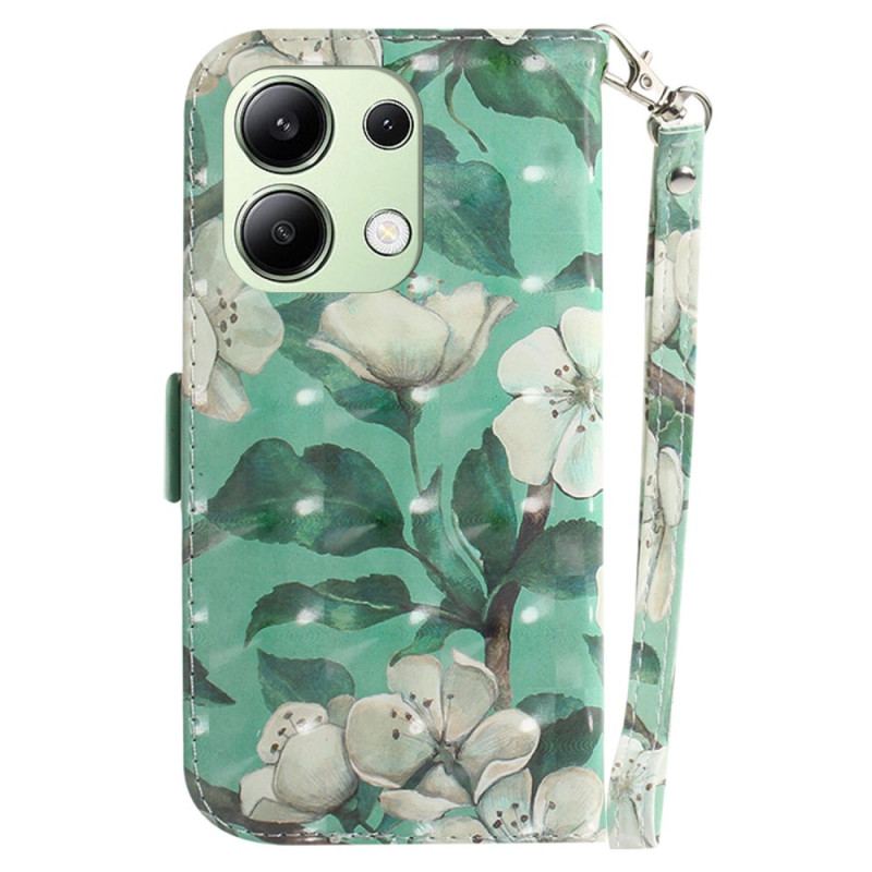 Housse Xiaomi Redmi Note 13 4G Fleurs Aquarelle à Lanière