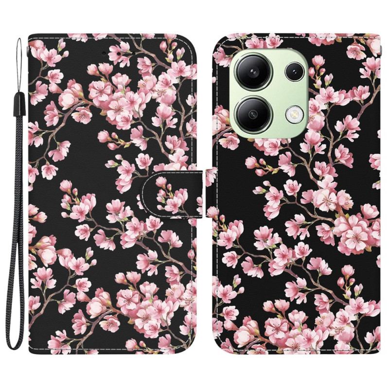 Housse Xiaomi Redmi Note 13 4G Fleurs de Prunier à Lanière