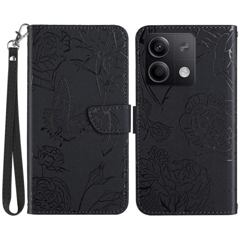 Housse Xiaomi Redmi Note 13 4G Impression Papillons à Lanière