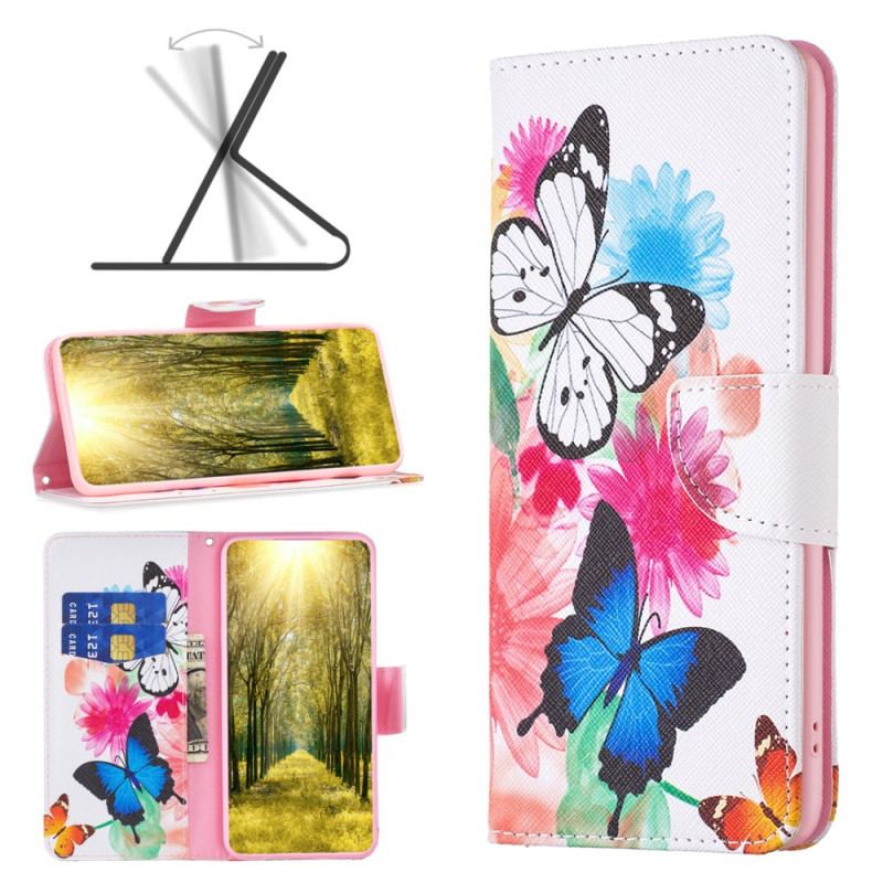 Housse Xiaomi Redmi Note 13 4G Papillons Aquarelle