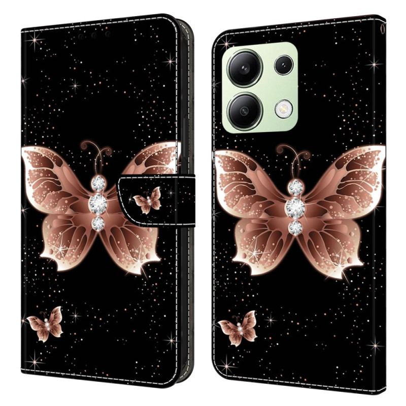 Housse Xiaomi Redmi Note 13 4G Papillons Diamants Roses