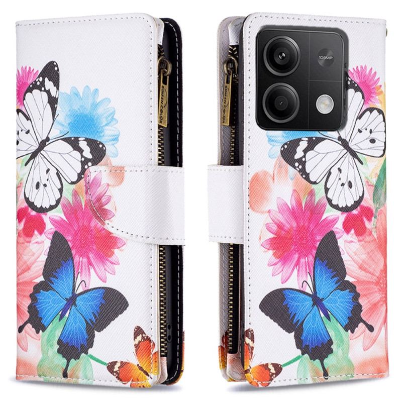 HOusse Xiaomi Redmi Note 13 4G Portefeuille Deux Papillons Aquarelle