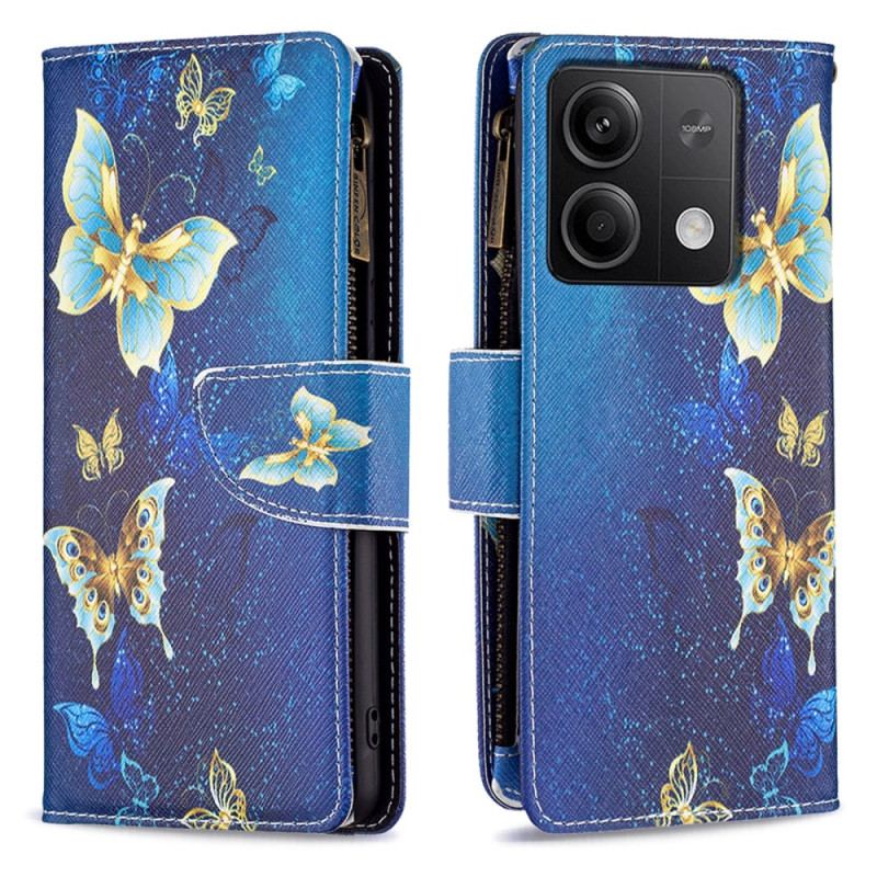 Housse Xiaomi Redmi Note 13 4G Portefeuille Papillons Dorés